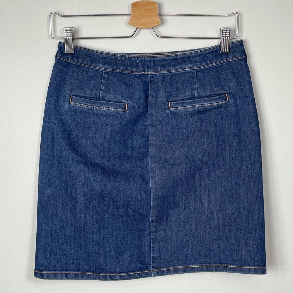 LOFT Denim Wrap Side Button Jean Skirt Sz 2 - Picture 5 of 11